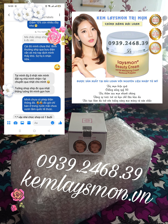 Kem Laysmon trị mụn (kem laysmon uv/30 anti-aging whitening cream)