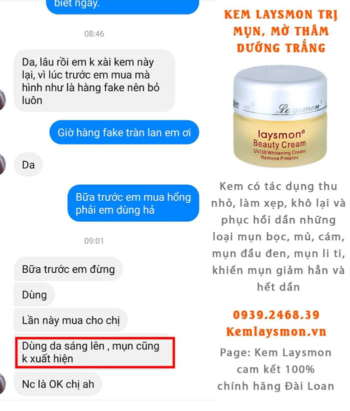 Kem Laysmon trị mụn (kem laysmon uv/30 anti-aging whitening cream)