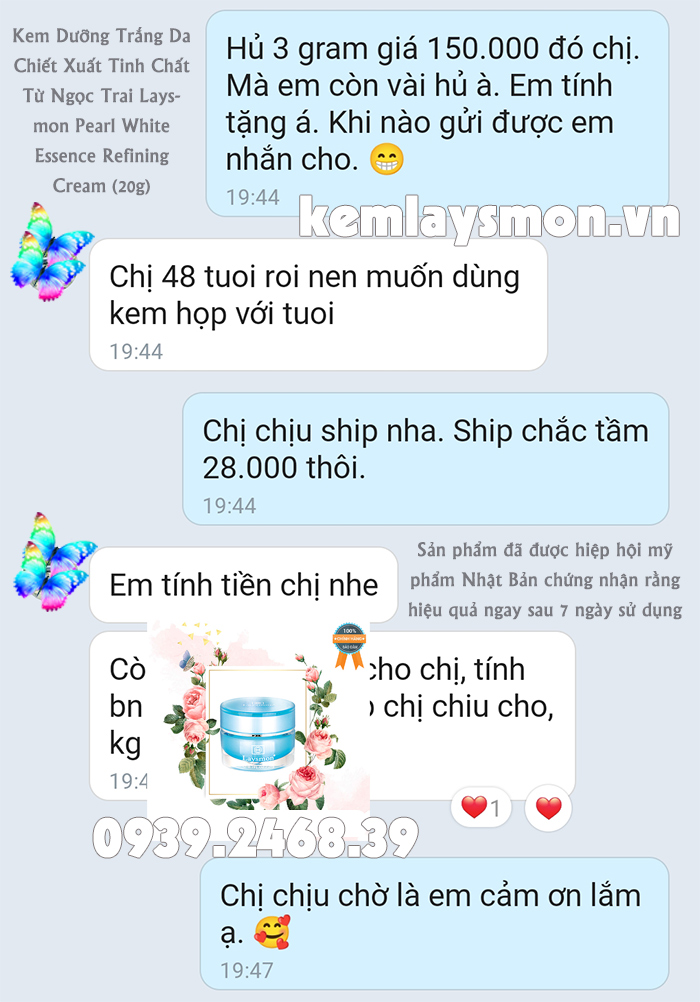 KEM LAYSMON DƯỠNG TRẮNG NGỌC TRAI