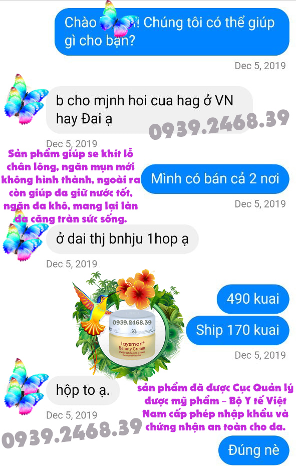 Kem trị mụn trắng da mặt Laysmon 