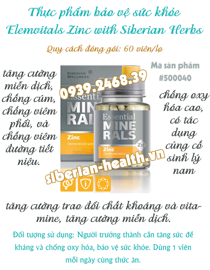 Thực phẩm bảo vệ sức khỏe Essential Minerals Zinc