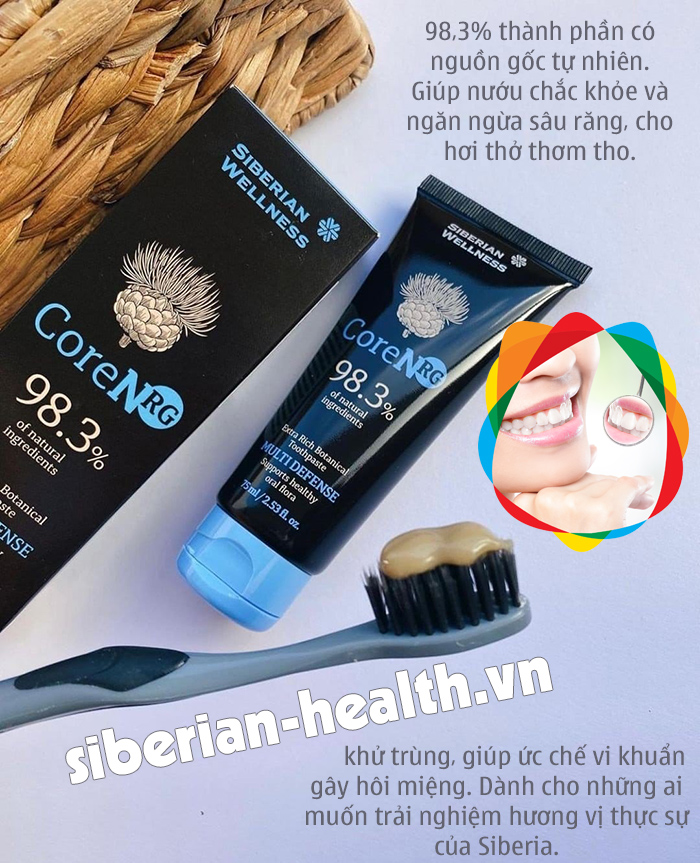 Kem đánh răng Siberian Wellness CoreNRG Extra Rich Botanical Toothpaste MULTI DEFENSE Supports Healthy Oral Flora